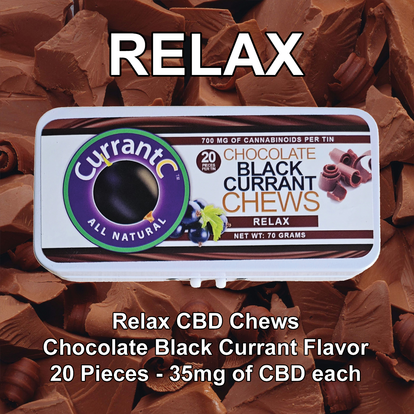 Black Currant CBD Chocolate Chews - Relax